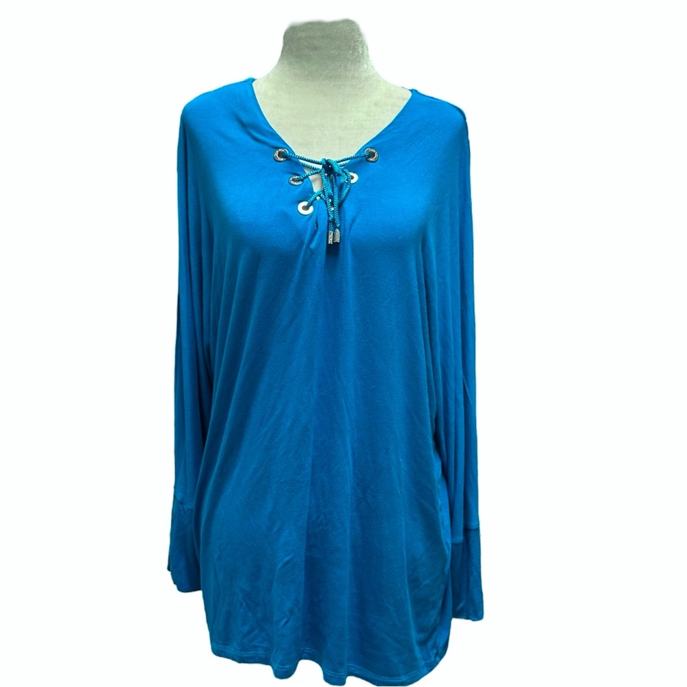 CALVIN  KLEIN Grommet Lace-Up Zippered Cuffs Dolman 3/4 Sleeve L